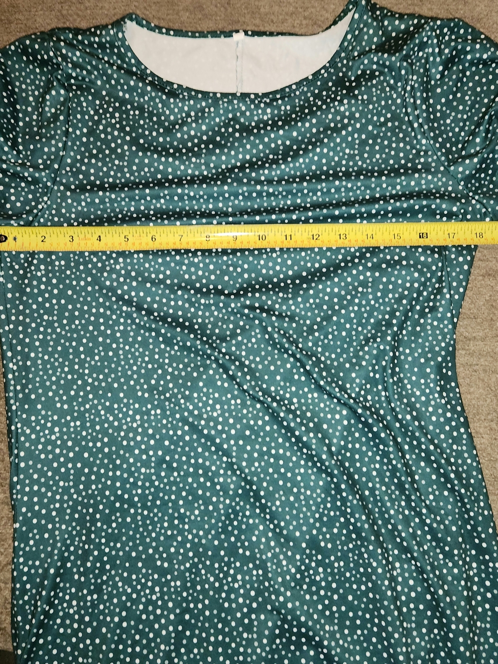 Teal Polka Dot Short Sleeve A-Line Dress Medium - Picture 3 of 4